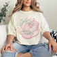 "Faux Patchwork Rose" graphic on soft off-white (ivory) T-Shirt.