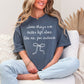 "Better Left Alone" graphic on muted medium blue (denim) t-shirt.
