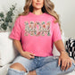 “Blessed Mom" graphic on bright raspberry pink (crunchberry) t-shirt.