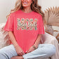 “Blessed Mom" graphic on bright coral pink (watermelon) t-shirt.