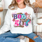 "Book Girl" graphic on bright white (white) Sweatshirt.