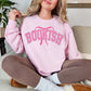 "Coquette Bookish" graphic on soft pale pink (light pink) Sweatshirt.