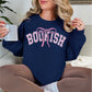 "Coquette Bookish" graphic on deep navy blue (navy) Sweatshirt.