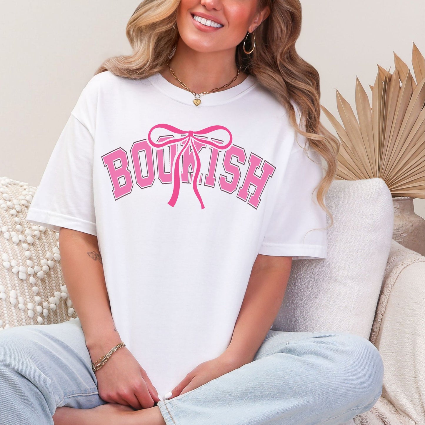 "Coquette Bookish" graphic on bright white (white) t-shirt.