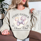 "cozy gamer social club" graphic on light warm beige (sand) Sweatshirt