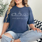 "Cozy gaming club" graphic on deep navy blue (navy) t-shirt.