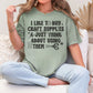 "I like to buy craft Supplies and just think about using them graphic on muted teal-green (bay) shirt.