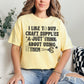 "I like to buy craft Supplies and just think about using them graphic on soft yellow (butter) shirt.