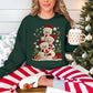 "Christmas Crochet Snowmen" graphic on a Gildan 18000 Sweatshirt in the color dark green (forest green).