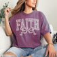 "Faux Embroidery Lace Faith" graphic on deep berry pink (berry) T-Shirt.