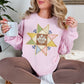 “Faux quilted Star" graphic on soft pale pink (light pink) Sweatshirt.