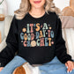 "It's A Good Day To Crochet" graphic on very black (black) sweatshirt.