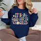 "It's A Good Day To Crochet" graphic on deep navy blue (navy) sweatshirt.