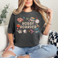 "Hobby Hoarder" graphic on dark charcoal gray (pepper) t-shirt.
