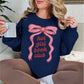"Hot girl book club" graphic on deep navy blue (navy) sweatshirt.