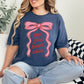 "Hot girl book club" graphic on deep navy blue (navy) t-shirt.