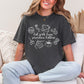 "Hot girls have grandma hobbies" graphic on a dark charcoal gray (pepper) t-shirt.