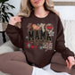 "Leopard Mama Faux Embroidery" graphic on deep brown (dark chocolate) Sweatshirt.