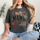 "Leopard Mama Faux Embroidery" graphic on dark charcoal gray (pepper) t-shirt.