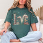 Love Book Stack graphic in muted blue-green (blue spruce)