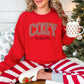 "Peppermint Cozy Season Christmas" graphic on true red (red) Gildan 18000 sweatshirt.