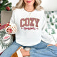 "Peppermint Cozy Season Christmas" graphic on a White Gildan 18000 sweatshirt.
