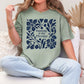 “Puzzling is my therapy" graphic on muted teal-green (bay)  t-shirt.