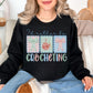 "Rather Be Crocheting" graphic on dark black (black) sweatshirt.