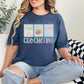 "Rather Be Crocheting" graphic on deep navy blue (navy) T-Shirt