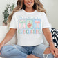 "Rather Be Crocheting" graphic on bright white (white) T-shirt.