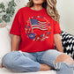 "Faux Rhinestone American Flag Diamond Art" graphic on classic true red (red) T-Shirt.