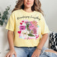 "Romanticizing Everything" graphic on soft yellow (butter) T-Shirt.