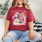 "Romanticizing Everything" graphic on muted brick red (chili)t-shirt.