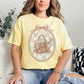 "Sewing basket vintage coquette" graphic on soft pastel yellow (banana) T-Shirt. 