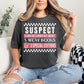 "Suspect Claims she's broke" in dark charcoal gray (pepper)